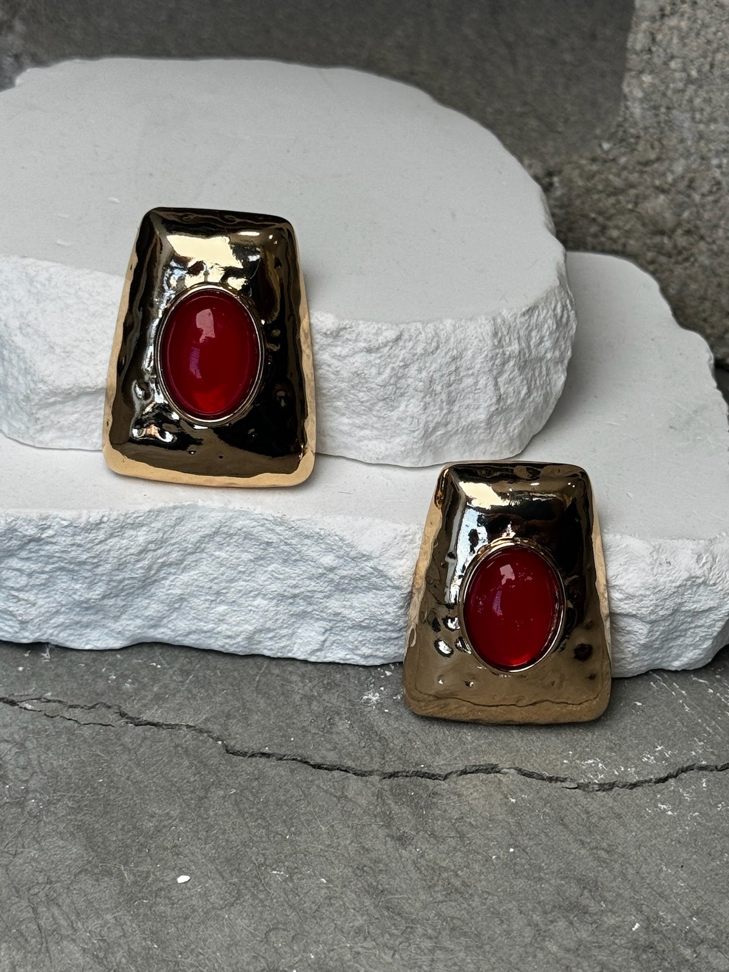 Red Velvet Radiance Stud Earrings
