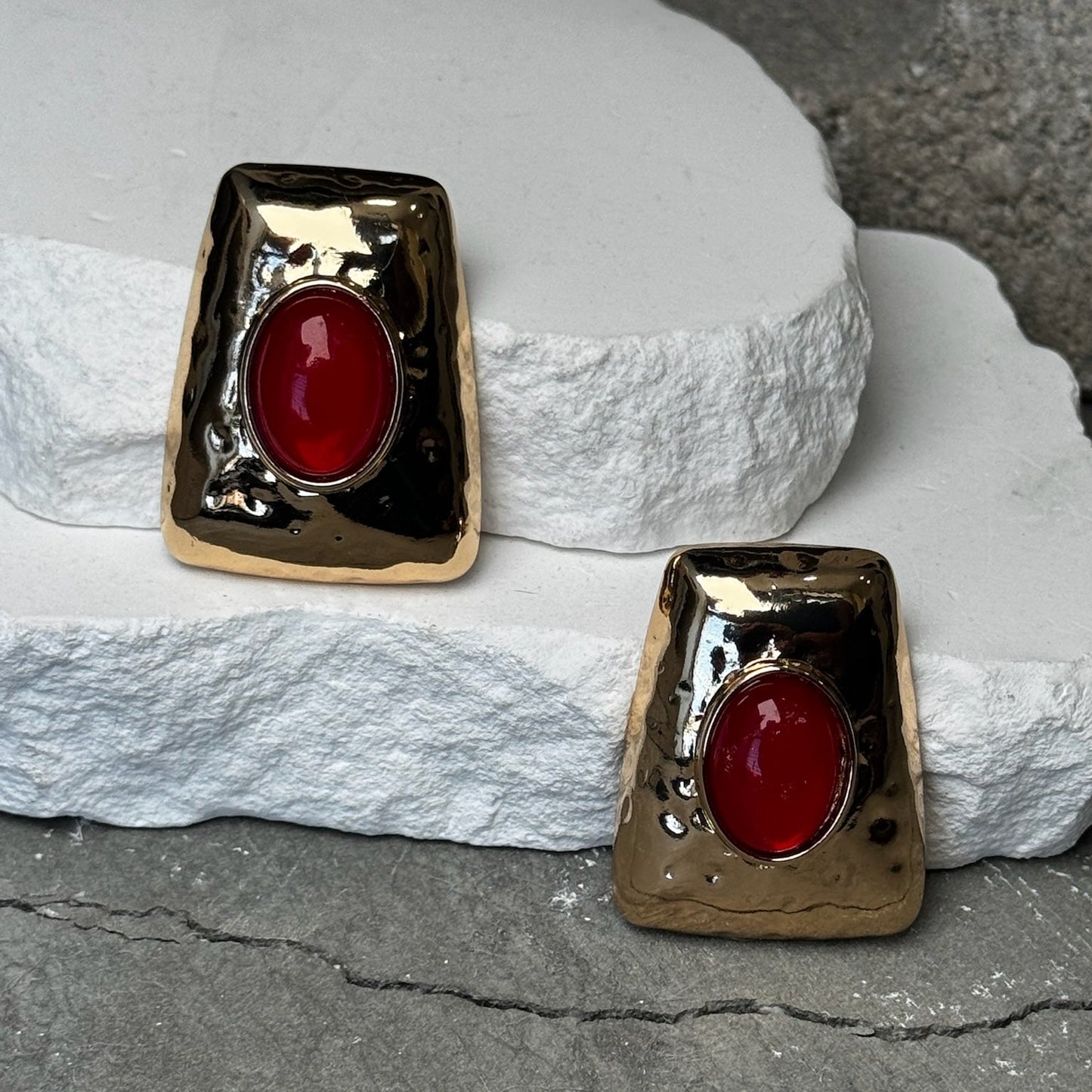 Red Velvet Radiance Stud Earrings