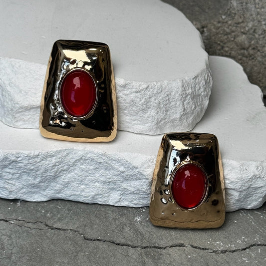 Red Velvet Radiance Stud Earrings