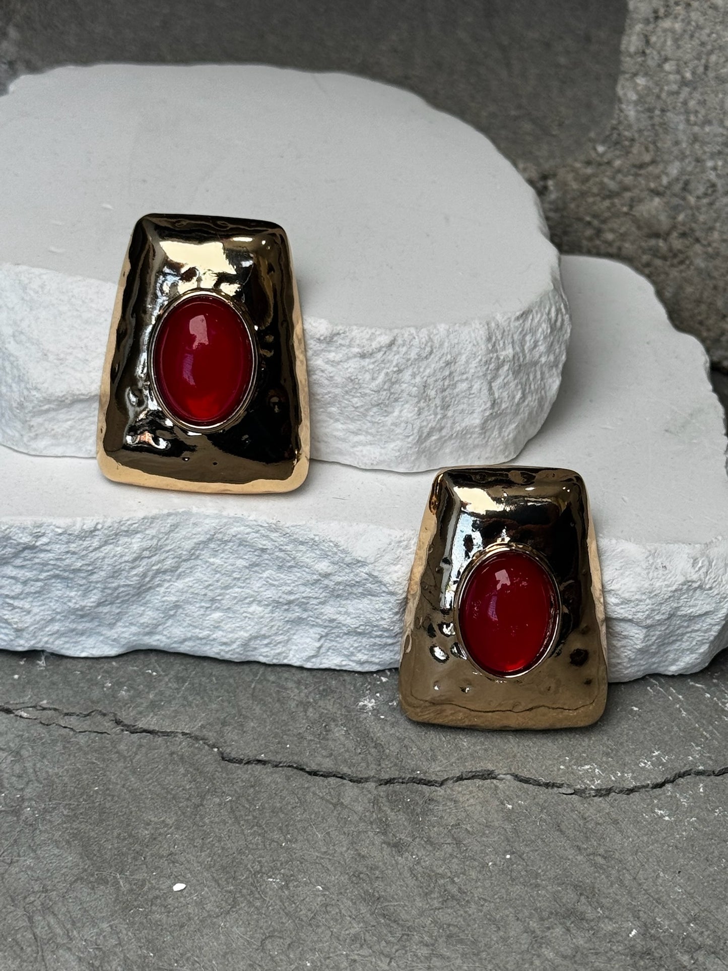 Red Velvet Radiance Stud Earrings