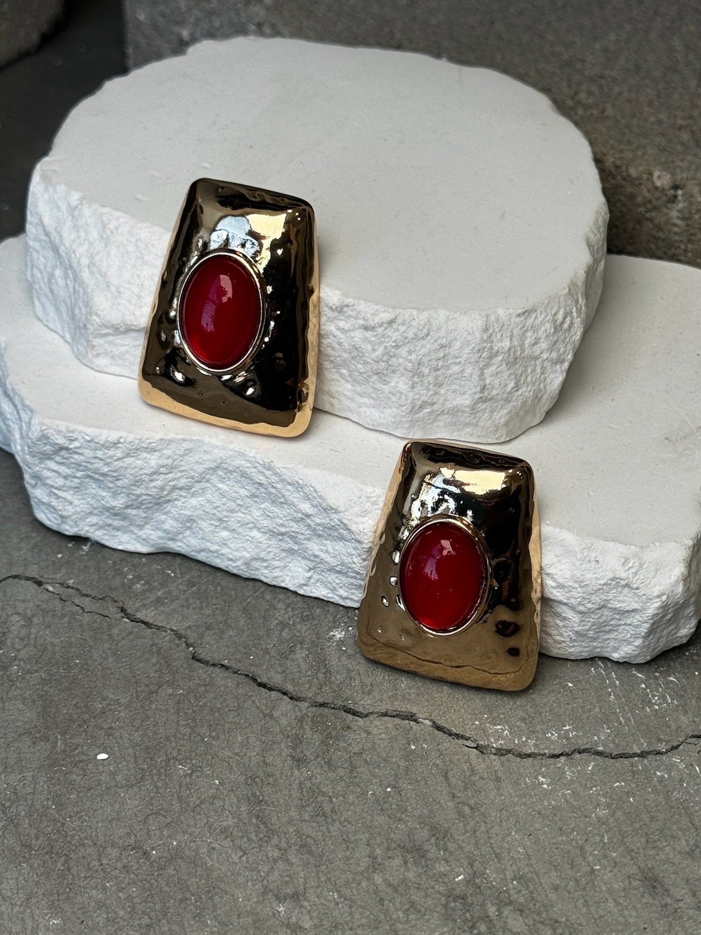 Red Velvet Radiance Stud Earrings