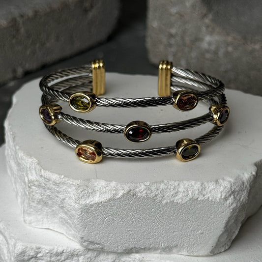 Sweet Thing Multi Color Gem Expandable Bracelet Up To 9"