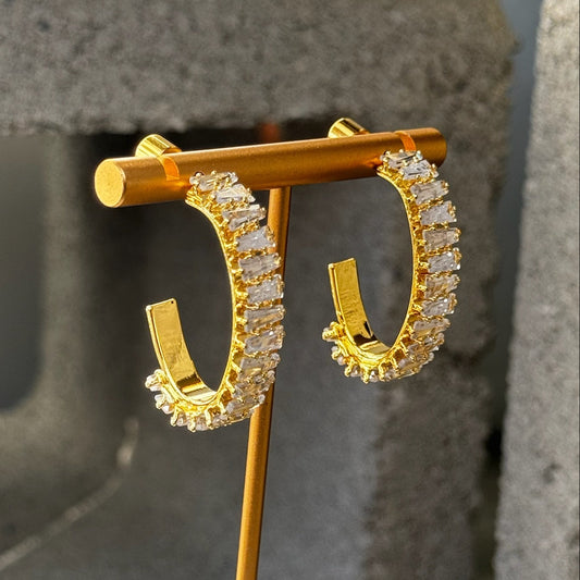 Mini Crystal Oval Hoops