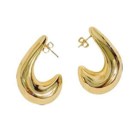 Off The Hook Curved Earrings - Gold-Tone Curved Design Stud Earrings for Stylish Appeal