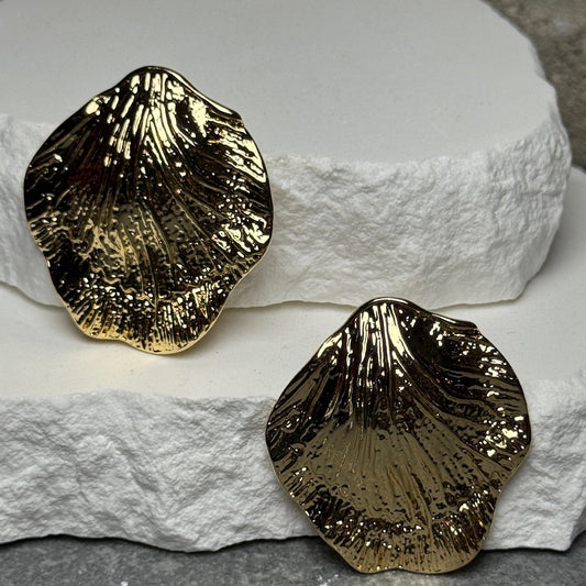 Golden Petal Stud Earrings