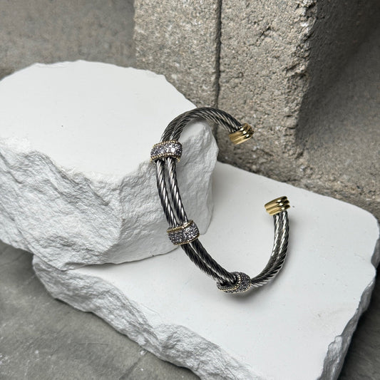 Twisted Harmony Mix Metal Bracelet Adjustable Up To 9"