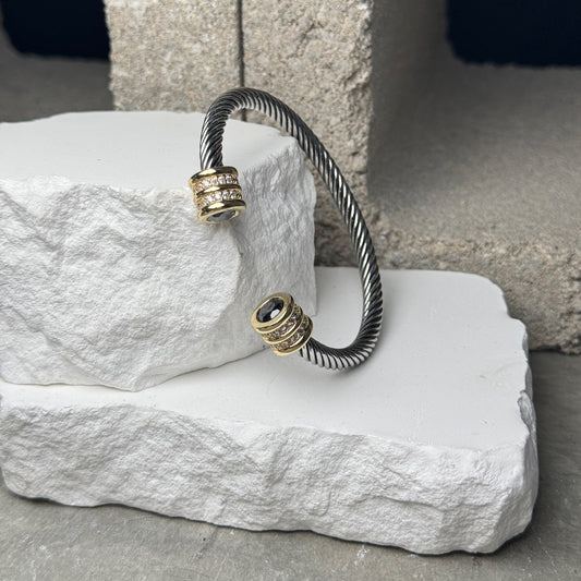 Bow Down Gold Trimmed Bracelet Adjustable Up To 9"