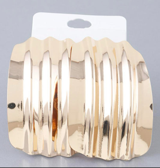 Shiny Wavy Curved Earrings - Bold and Fun Design as Described