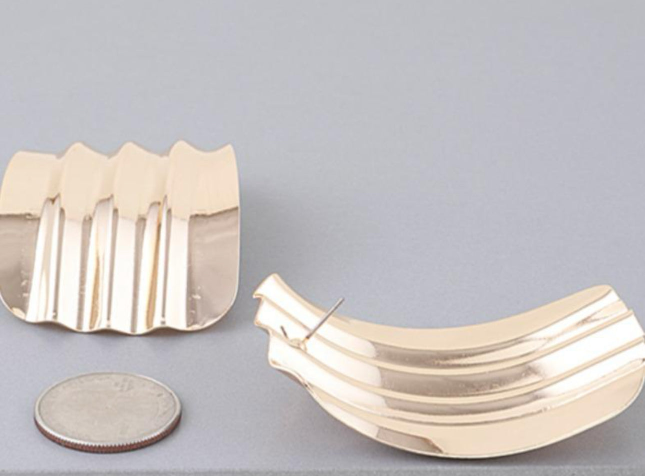 Shiny Wavy Curved Earrings - Bold and Fun Design as Described