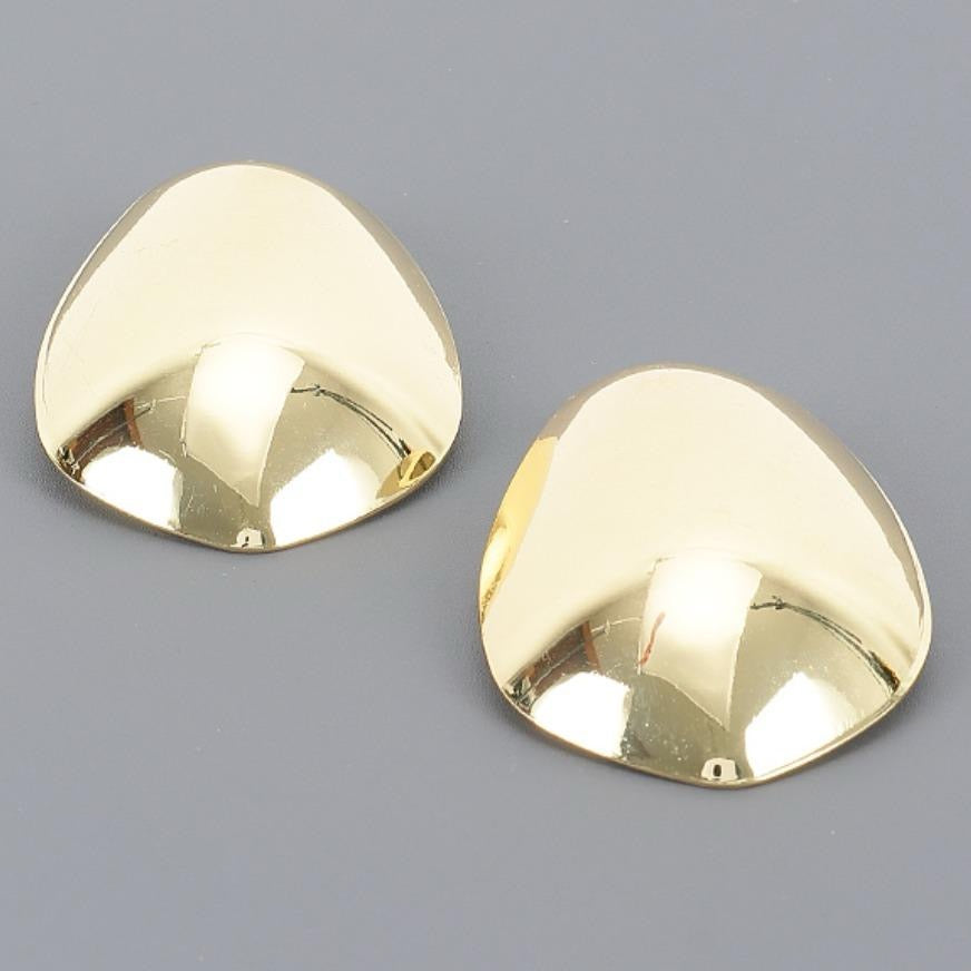 Bold Curved Elegance Earrings - Gold-Toned, Simple Design Jewelry Piece