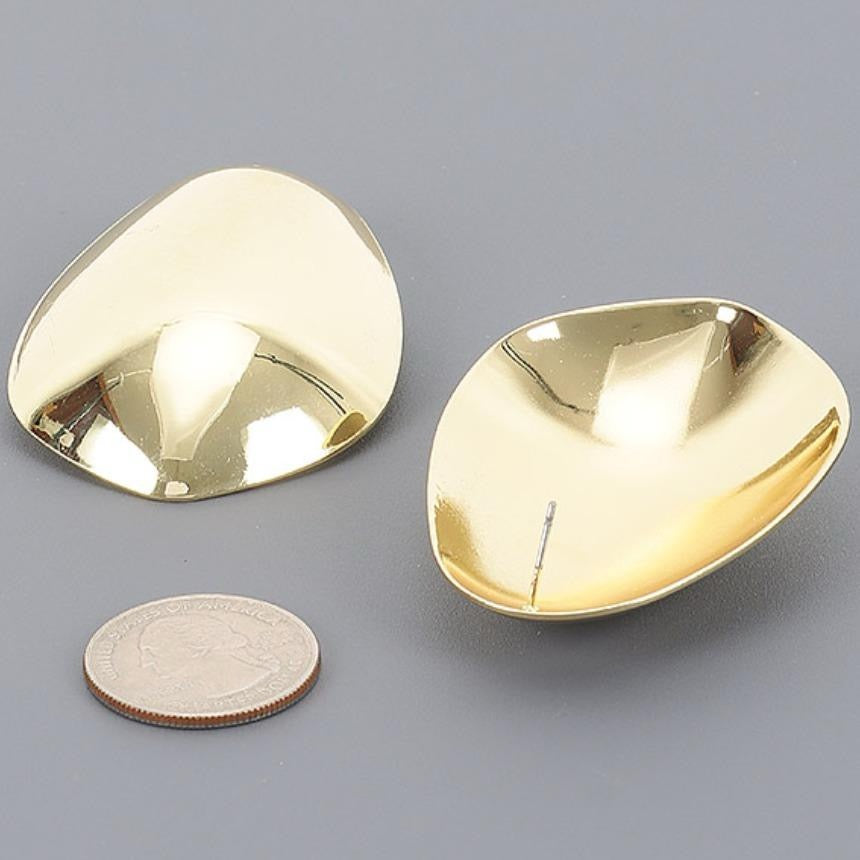 Bold Curved Elegance Earrings - Gold-Toned, Simple Design Jewelry Piece