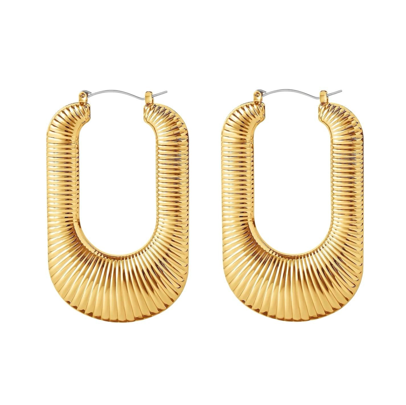 Show Stopper Oversized Ribbed Earrings - Gold-Tone Fashion Accessories for Stylish Looks