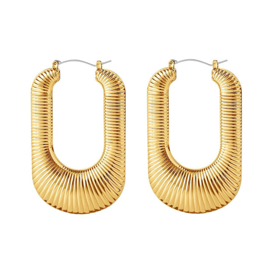 Show Stopper Oversized Ribbed Earrings - Gold-Tone Fashion Accessories for Stylish Looks