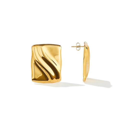 Checkmate Grooved Rectangle Earrings - Gold-Tone Fashion Jewelry with Unique Grooved Design