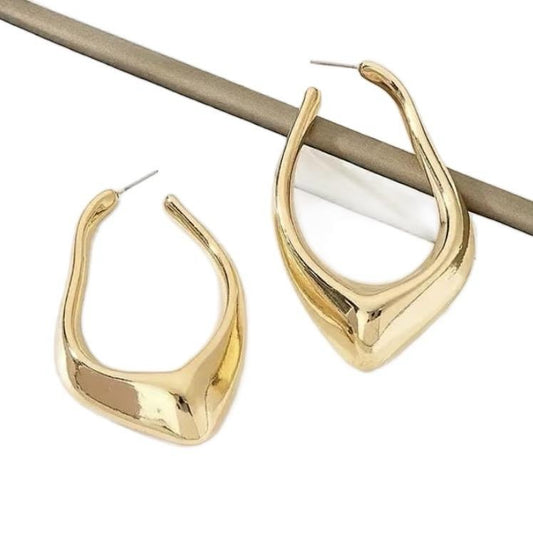 Over The Top Curved Earring - Unique Statement Accessory with Dramatic Curved Shape for Attention-Catching Style