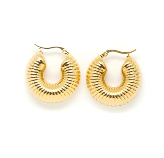 Mini Ribbed Hoop Earrings - Gold-Tone Fashion Accessory for Stylish Looks