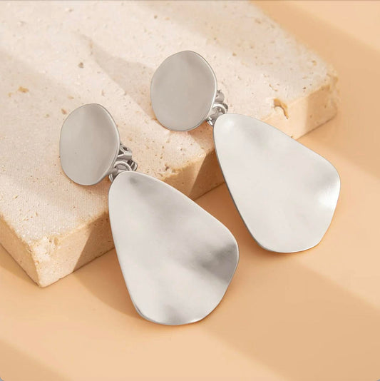 All For You Tasseled Clip On Earrings Silver Chunky Bold Circle Textured Statement Earrings for Casual Wear Elevate Your Style