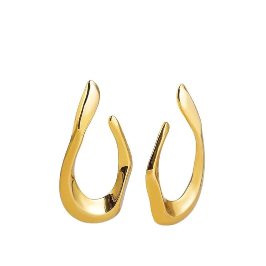 So Pure Curved Earrings - Gold-Tone Curved Design Fashion Accessory