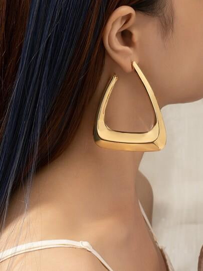 So Dramatic Triangle Hoop - Piece of Art Gem Earrings for Female Jewelry Accessories