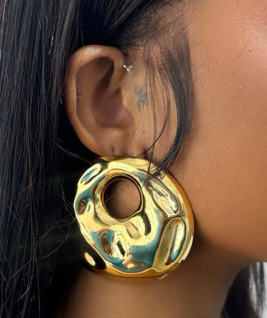 All Around the World Hoop Earrings - Simple Geometric Design with Metal Coating for Women's Fashion Jewelry Collection