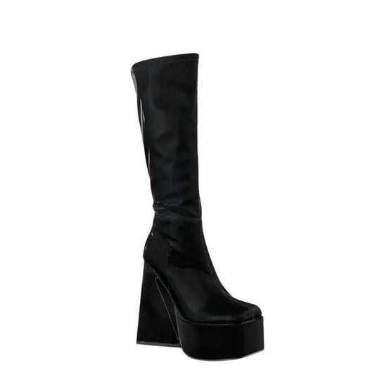 Bratz Doll Calf High Chunky Abstract Heel Boot - High Chunky Design, Faux Fur, Versatile for Casual and Formal Occasions