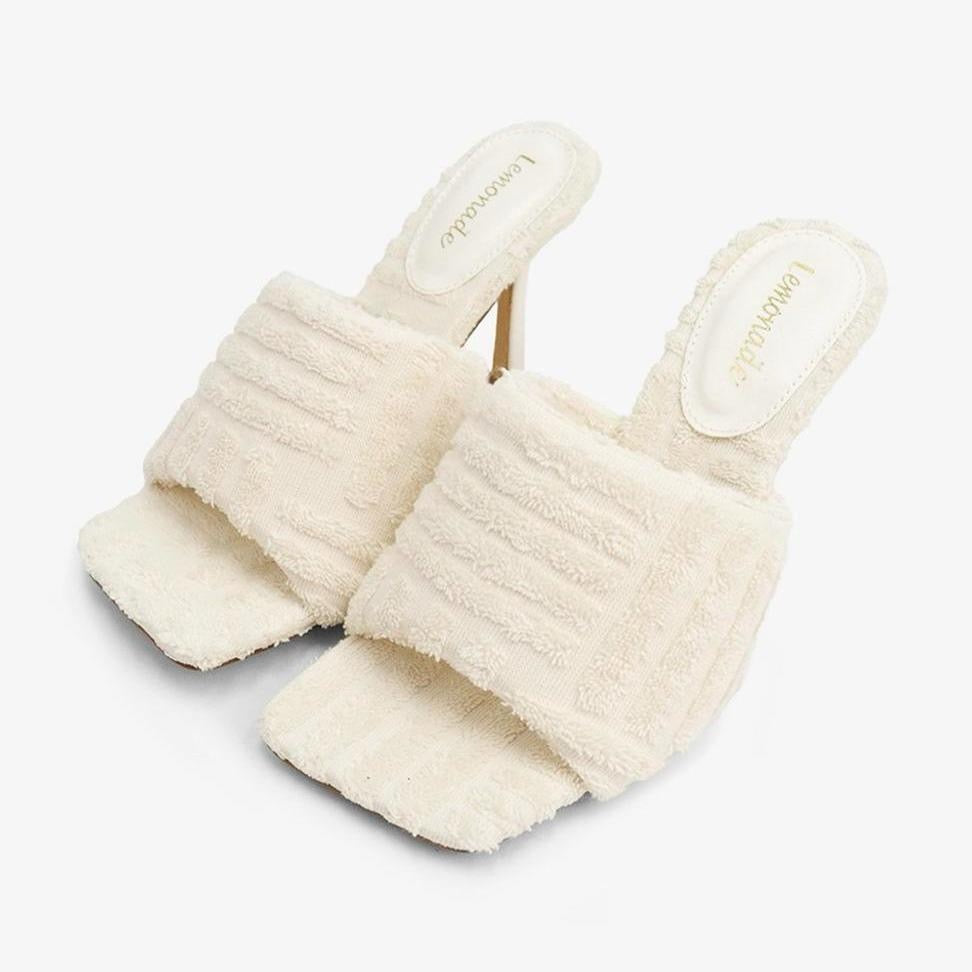 Cream Textured Fabric Mules - Comfortable Fit for All-Day Wear - Versatile Style for Casual and Formal Occasions