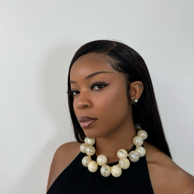 Jumbo Pearl Earrings Necklace Set - Set of Two Earrings with Necklace Stunning Jumbo Pearls, Perfect for Enhancing Your Outfit