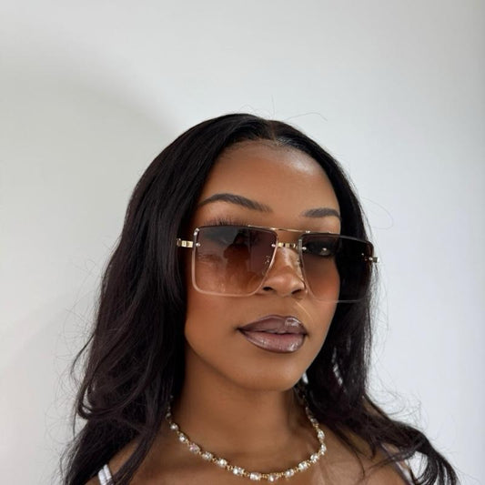 Spiked Gold Wire Trim Sunglasses - Unisex, UV Protection Lens, Rectangle Frame, Plastic Material, Star Accent, Y2K Style Design