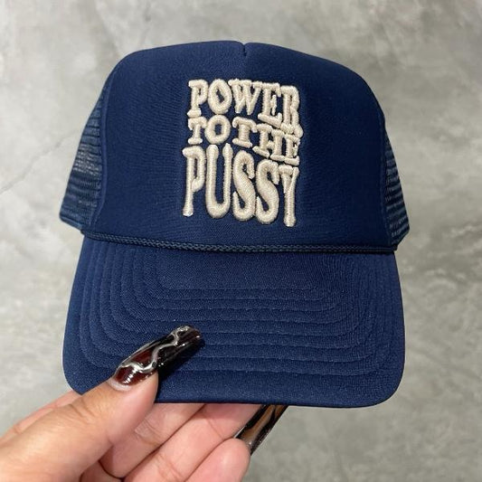 Power to the P Navy Trucker Hat - High Quality Cotton Material
