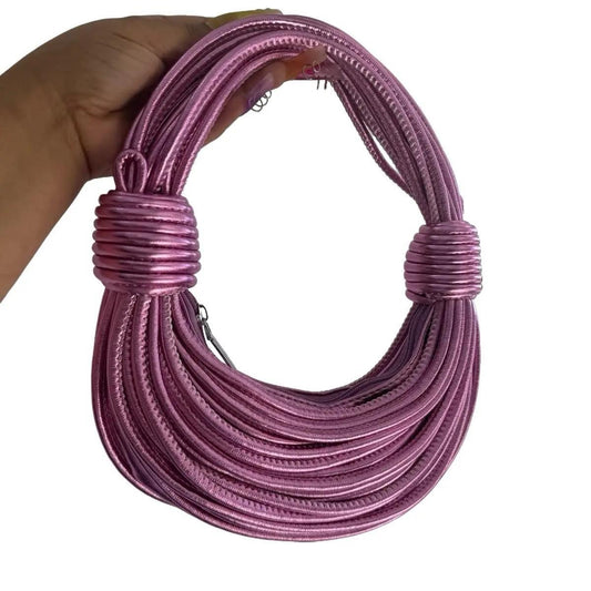 Multi Rope Chrome Pink Unisex Zippered Handbag