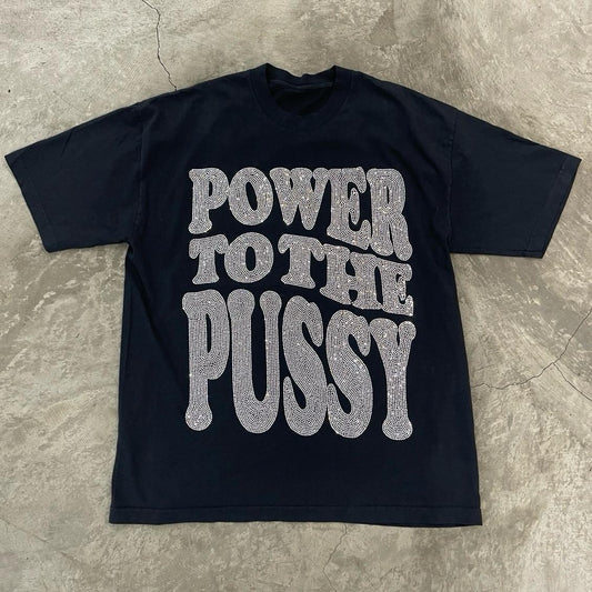 Power to the P Rhinestoned Heavy Weight T-Shirt for Women christmas shirt