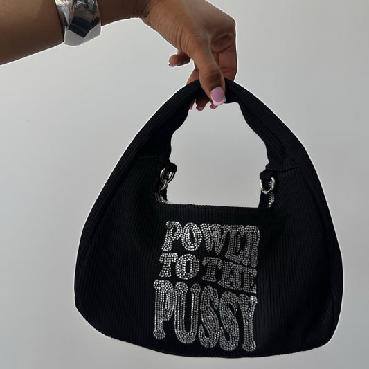 Power to the P Rhinestoned Purse with Chain - Women's Crossbody & Shoulder Bag