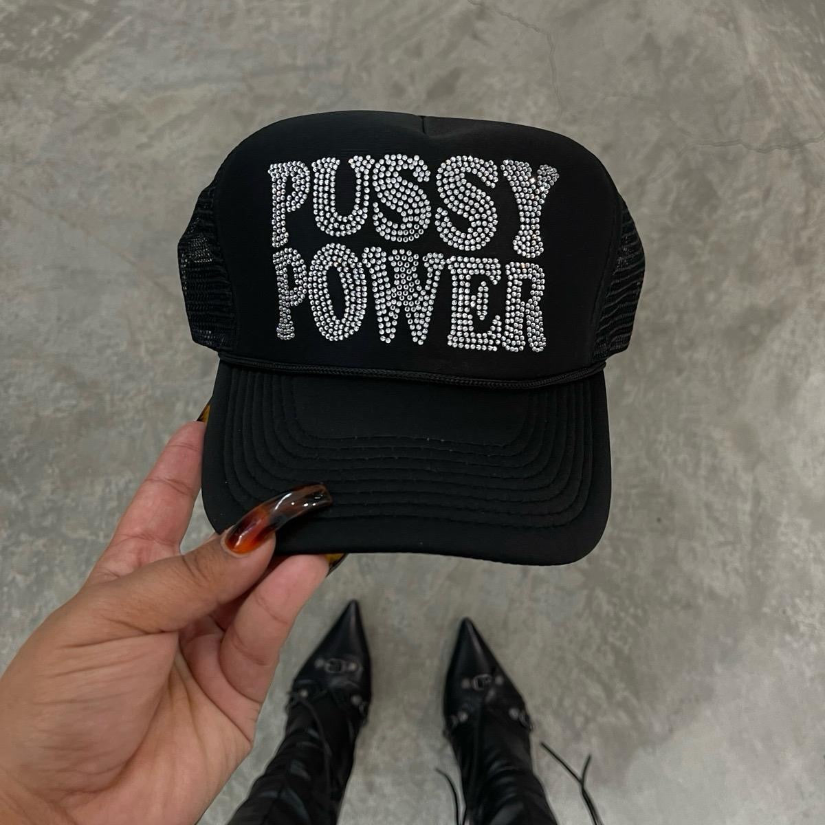 Rhinestoned Power to the P Trucker Hat for Men and Women