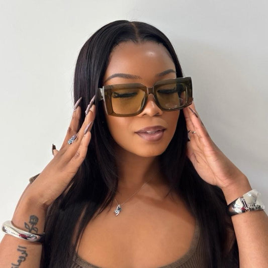Don't Hate Rectangle Sunnies - Unisex Plastic Sunglasses with Full Rim, Eye-Catching Color, and Stylish Rectangle Design