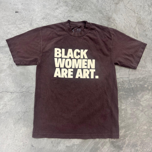 Mocha Black Women Are Art Unisex Oversized T-Shirt Heavy Duty Fabric