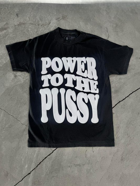 WHITE AND ASH POWER TO THE P OVERSIZED T-SHIRT 100% Shrink-Free Cotton
