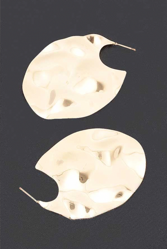 Spot On Oval Metal Plate Earrings - Simple Design with Unique Shape and Metal Material