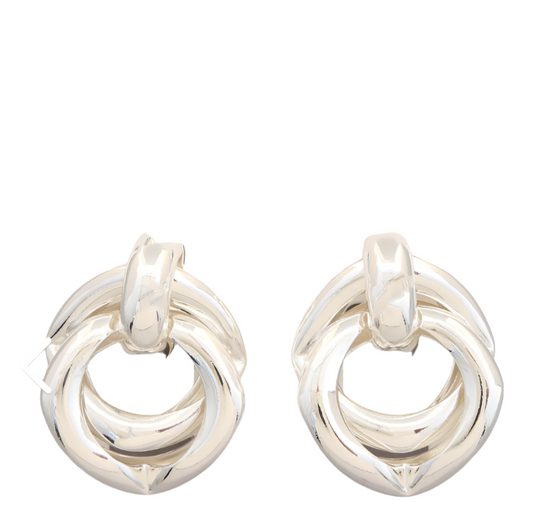 All Tied Up Clip On Earrings - Silver Design Fashion Accessory