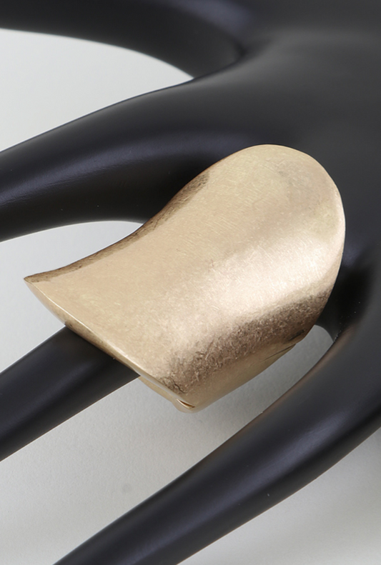 Ride the Wave Adjustable Ring - Gold-Tone Design with Black Accent Feature